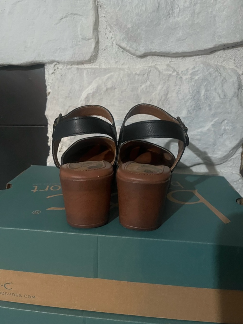 boc Black Leather Ankle-Strap Clogs with Brown Outsole - Picture 4 of 6